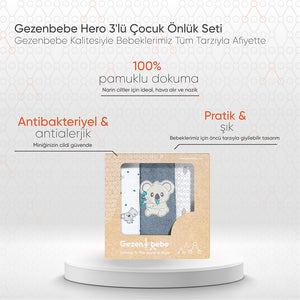 Gezenbebe Hero 3'lü Çocuk Önlük Seti Koala