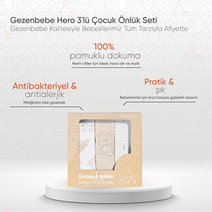 Gezenbebe Hero 3'lü Çocuk Önlük Seti Teddy