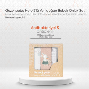 Gezenbebe Hero 3'lü Yenidoğan Bebek Önlük Seti Bunny