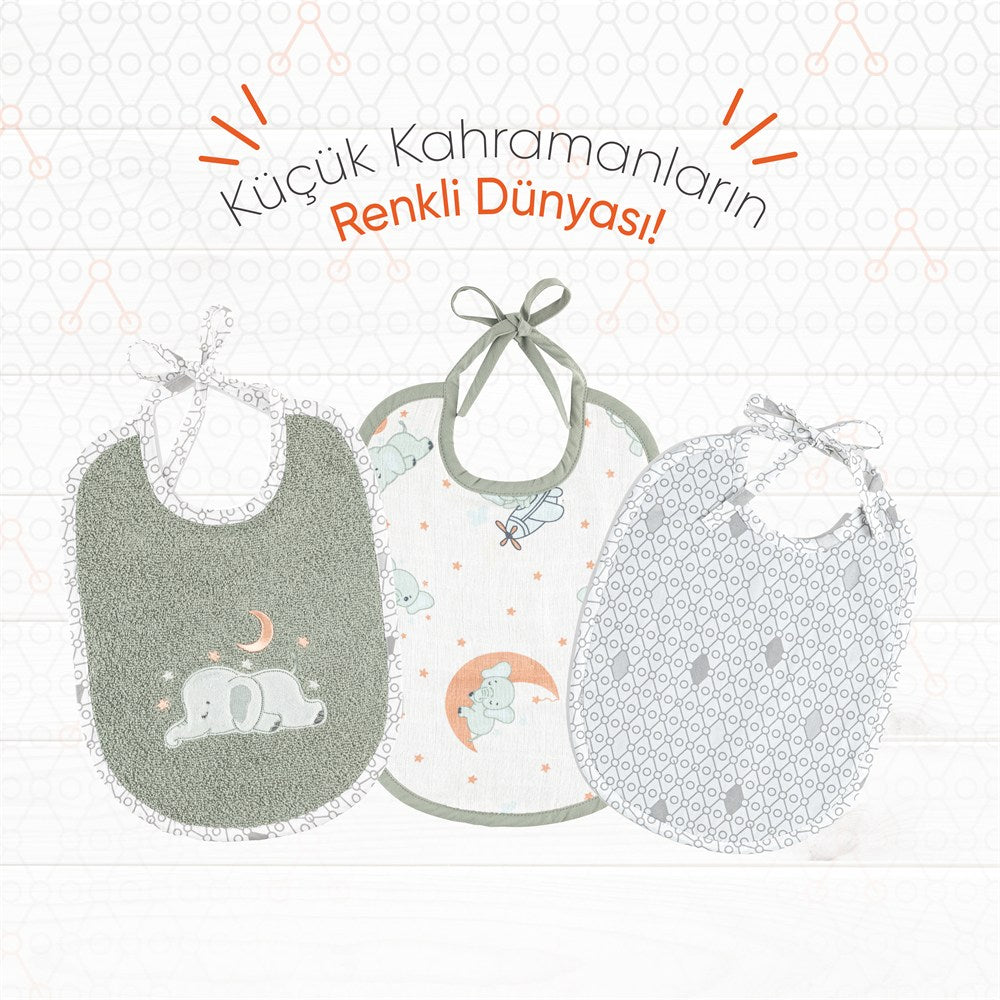 Gezenbebe Hero 3'lü Yenidoğan Bebek Önlük Seti Elephant