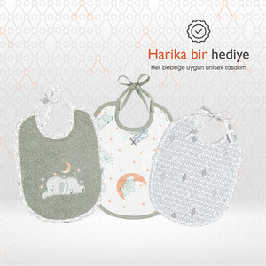 Gezenbebe Hero 3'lü Yenidoğan Bebek Önlük Seti Elephant