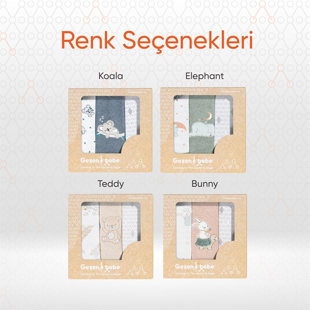 Gezenbebe Hero 3'lü Yenidoğan Bebek Önlük Seti Elephant
