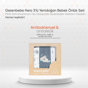 Gezenbebe Hero 3'lü Yenidoğan Bebek Önlük Seti Koala