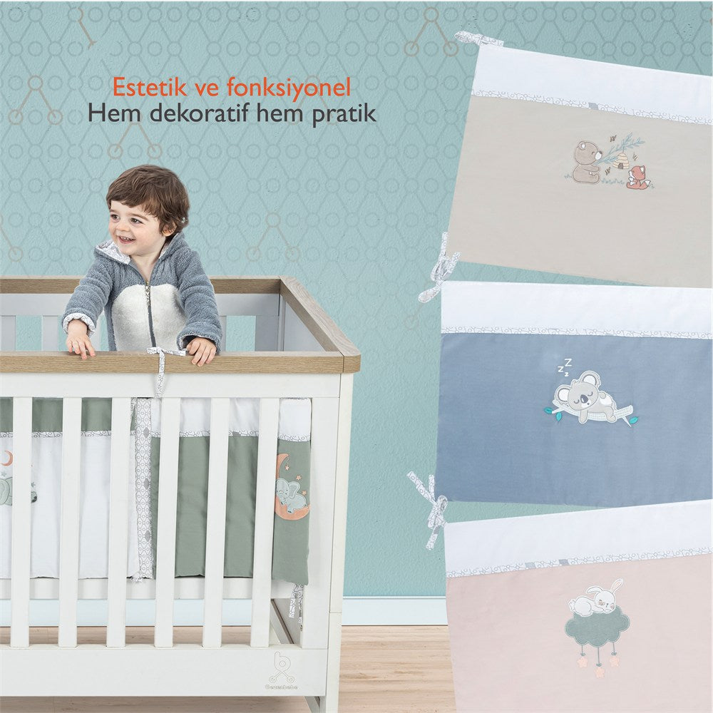 Gezenbebe Hero Bebek & Çocuklar İçin Nakışlı Karyola Kenar Koruyucu (40X180) Koala