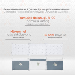 Gezenbebe Hero Bebek & Çocuklar İçin Nakışlı Karyola Kenar Koruyucu (40X180) Koala