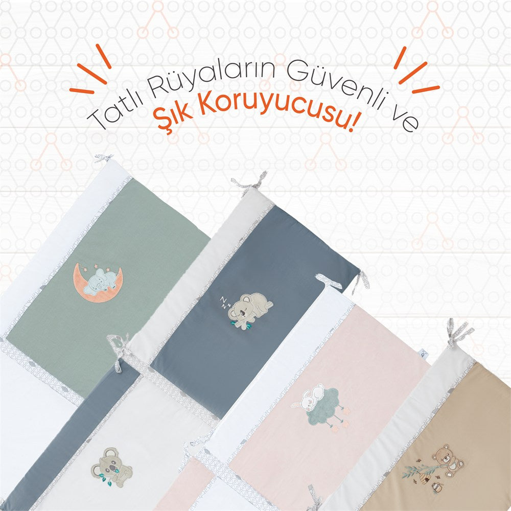 Gezenbebe Hero Bebek & Çocuklar İçin Nakışlı Karyola Kenar Koruyucu (40X180) Koala