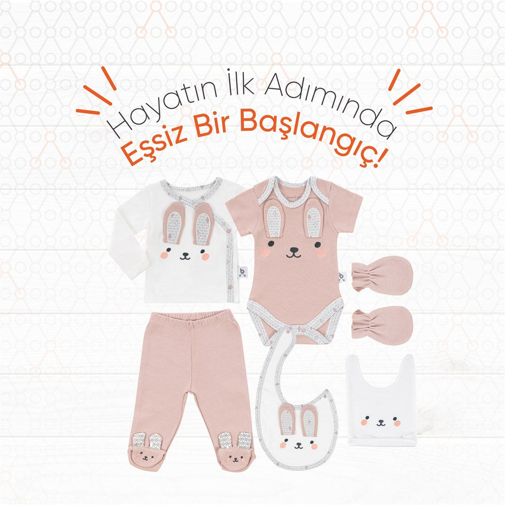 Gezenbebe Hero Bebek Hastane Çıkış Seti 6 Parça Bunny