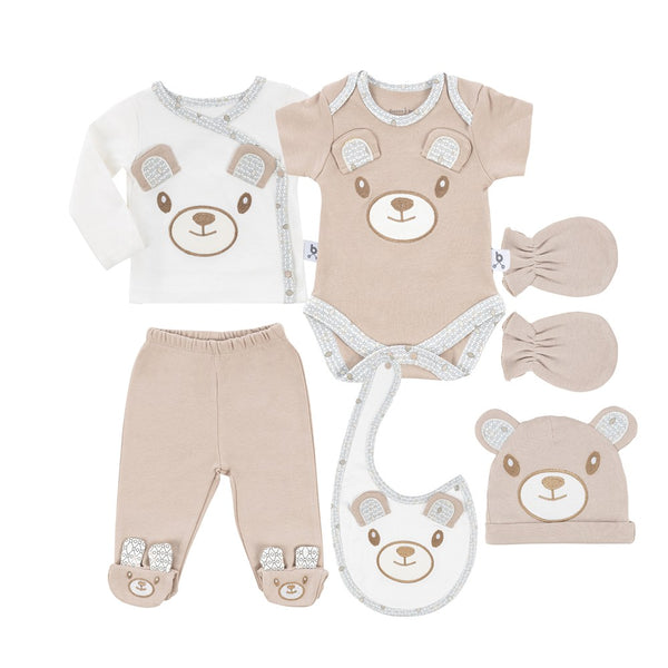Gezenbebe Hero Bebek Hastane Çıkış Seti 6 Parça Teddy (Organik)