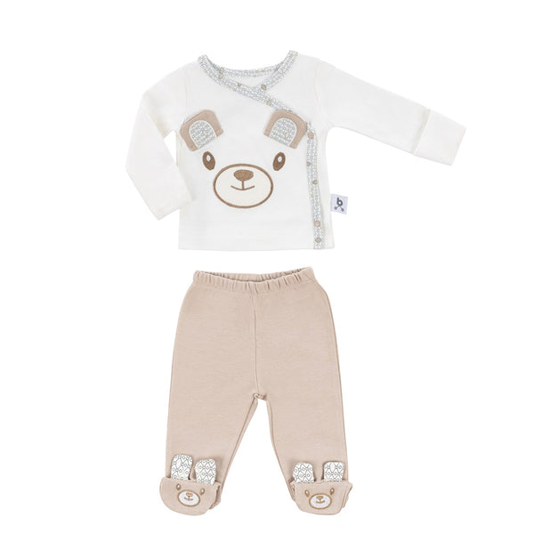 Gezenbebe Hero Bebekler İçin Nakışlı Zıbın & Patikli Pantolon Set Teddy (Organik)