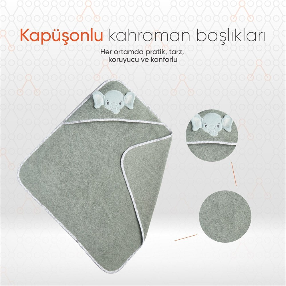 Gezenbebe Hero Kahraman Başlıklı Kundak Bebek Havlusu Elephant
