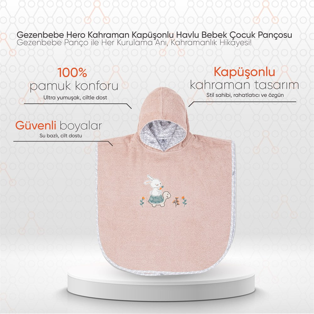Gezenbebe Hero Kahraman Kapüşonlu Havlu Bebek Çocuk Pançosu Bunny