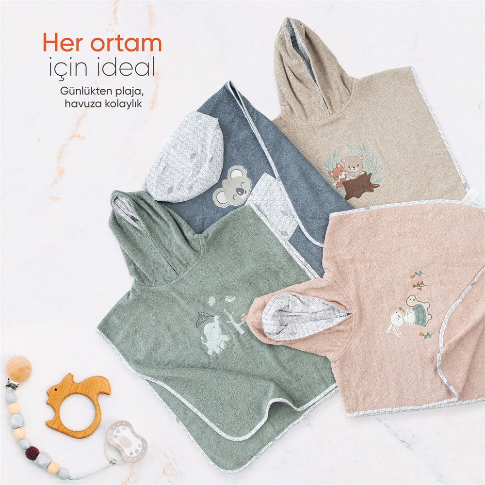 Gezenbebe Hero Kahraman Kapüşonlu Havlu Bebek Çocuk Pançosu Bunny