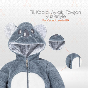 Gezenbebe Hero Kahraman Kapüşonlu Welsoft Bebek Tulum (12-18 ay) Koala