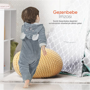 Gezenbebe Hero Kahraman Kapüşonlu Welsoft Bebek Tulum (12-18 ay) Koala