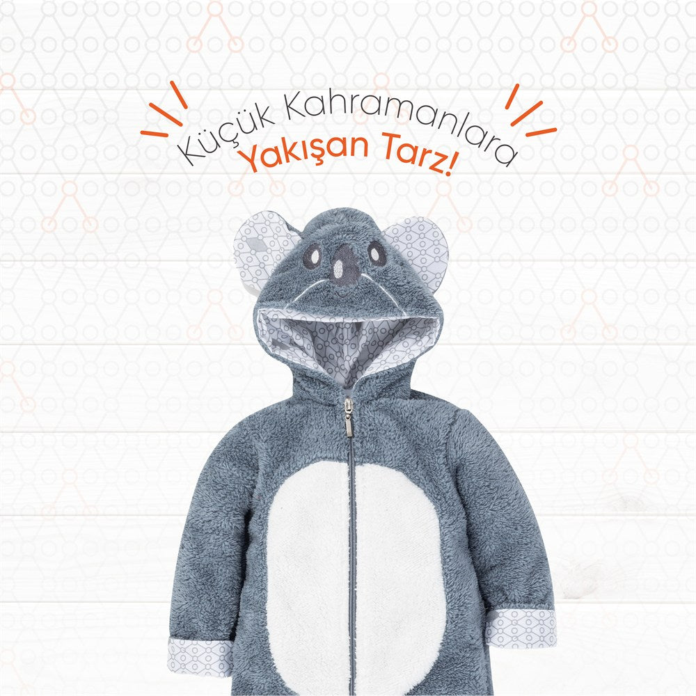 Gezenbebe Hero Kahraman Kapüşonlu Welsoft Bebek Tulum (12-18 ay) Koala