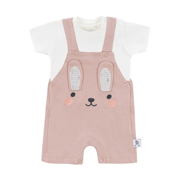 Gezenbebe Hero Kısa Kol Bebek T-Shirt & Nakışlı Salopet Seti Bunny