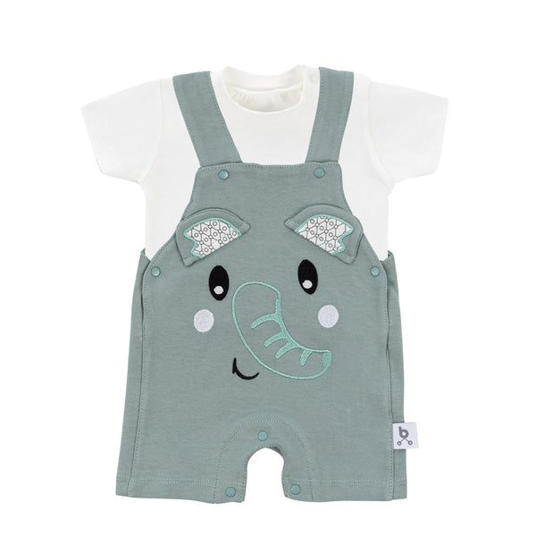 Gezenbebe Hero Kısa Kol Bebek T-Shirt & Nakışlı Salopet Seti Elephant