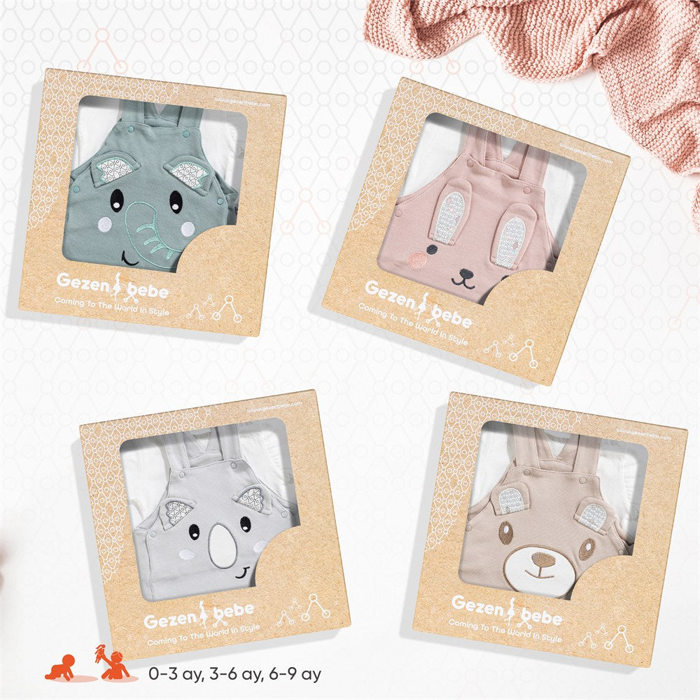 Gezenbebe Hero Kısa Kol Bebek T-Shirt & Nakışlı Salopet Seti Koala