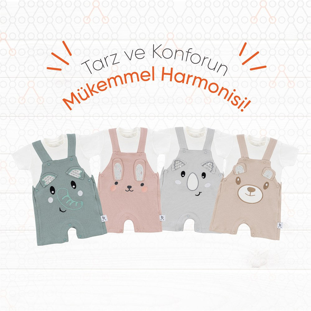 Gezenbebe Hero Kısa Kol Bebek T-Shirt & Nakışlı Salopet Seti Koala
