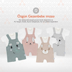 Gezenbebe Hero Kısa Kol Bebek T-Shirt & Nakışlı Salopet Seti Koala