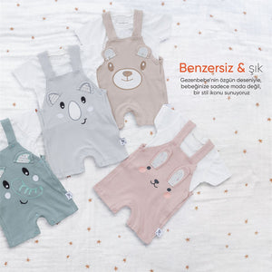 Gezenbebe Hero Kısa Kol Bebek T-Shirt & Nakışlı Salopet Seti Koala
