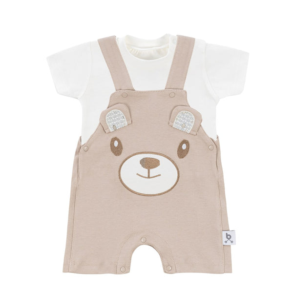Gezenbebe Hero Kısa Kol Bebek T-Shirt & Nakışlı Salopet Seti Teddy (Organik)