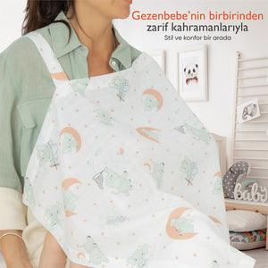 Gezenbebe Hero Müslin Bebek Emzirme Önlüğü (60x90) Elephant