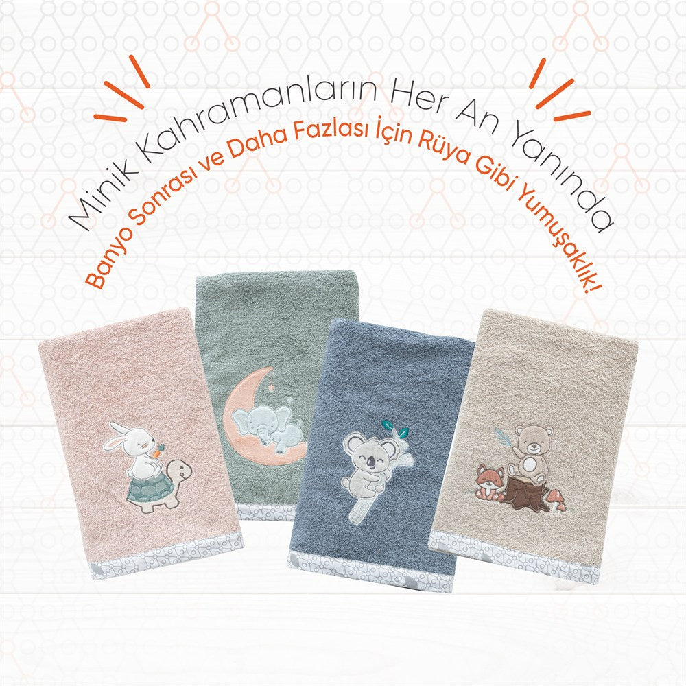 Gezenbebe Hero Nakışlı Bebek Çocuk Banyo Havlusu (70x140) Koala