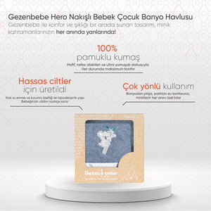 Gezenbebe Hero Nakışlı Bebek Çocuk Banyo Havlusu (70x140) Koala