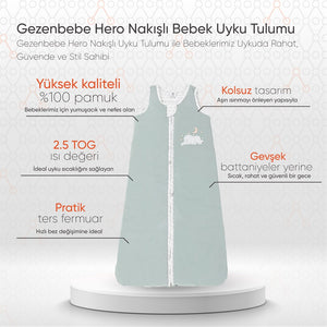 Gezenbebe Hero Nakışlı Bebek Uyku Tulumu (90cm) Elephant