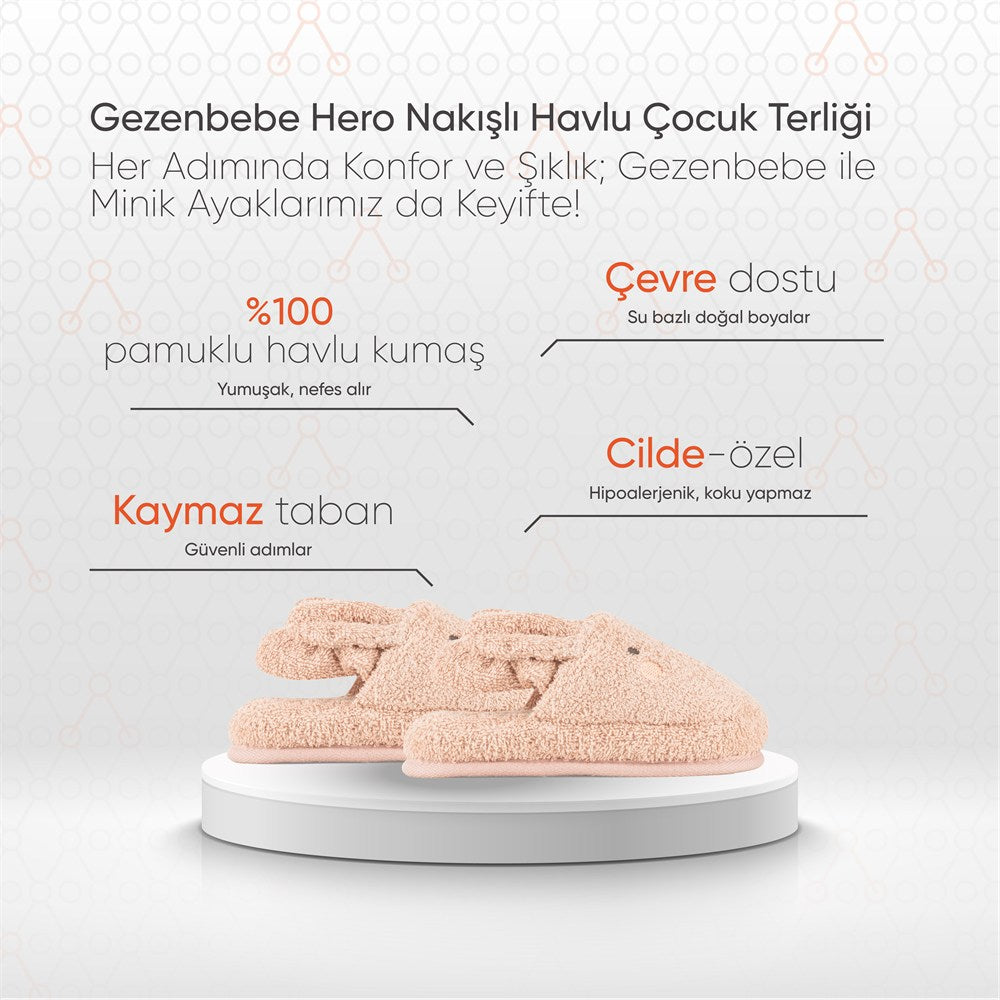 Gezenbebe Hero Nakışlı Havlu Çocuk Terlik Bunny