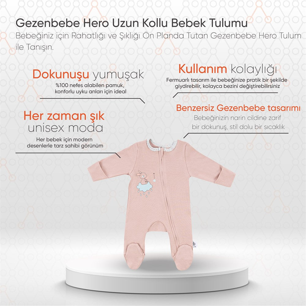 Gezenbebe Hero Uzun Kollu Bebek Tulumu Bunny
