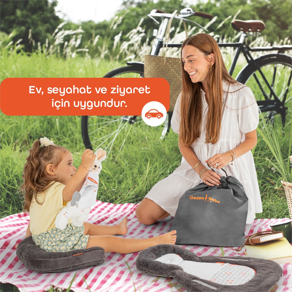Gezenbebe Homy Taşınabilir Yenidoğan Yatağı Charcoal