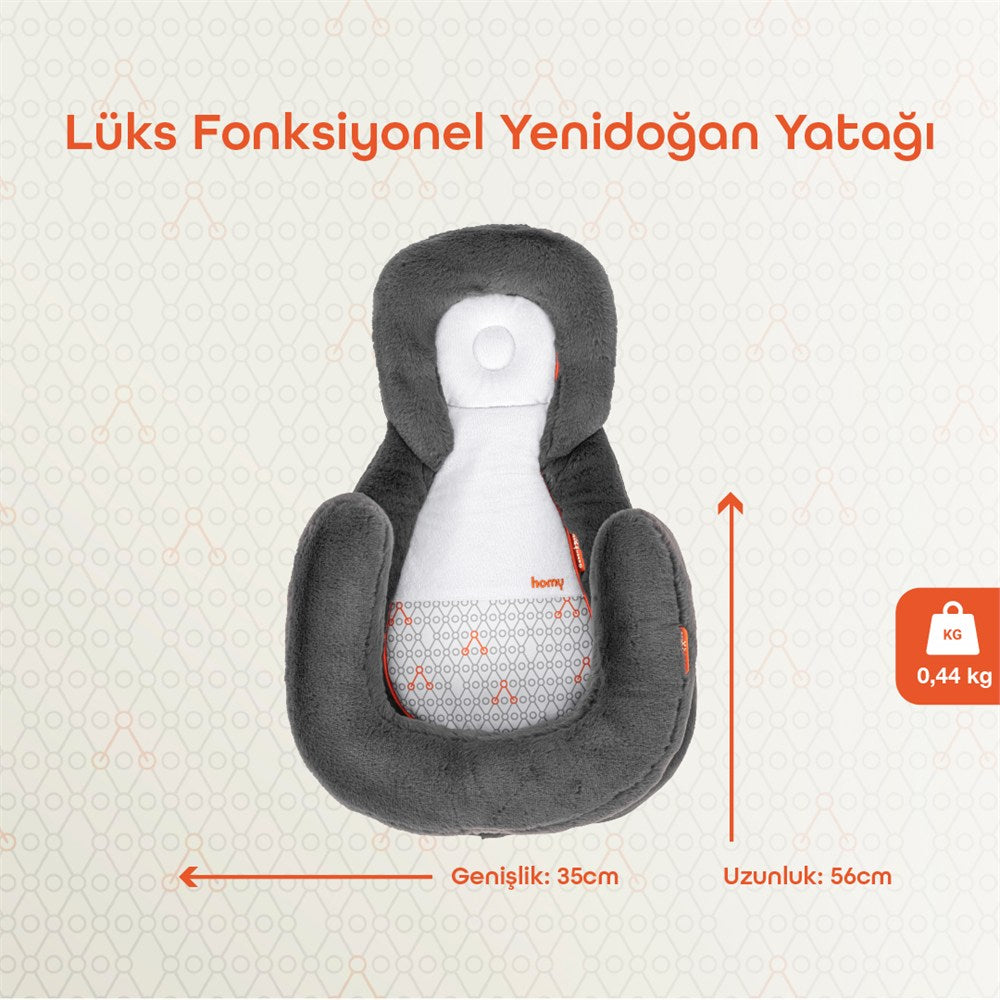 Gezenbebe Homy Taşınabilir Yenidoğan Yatağı Charcoal