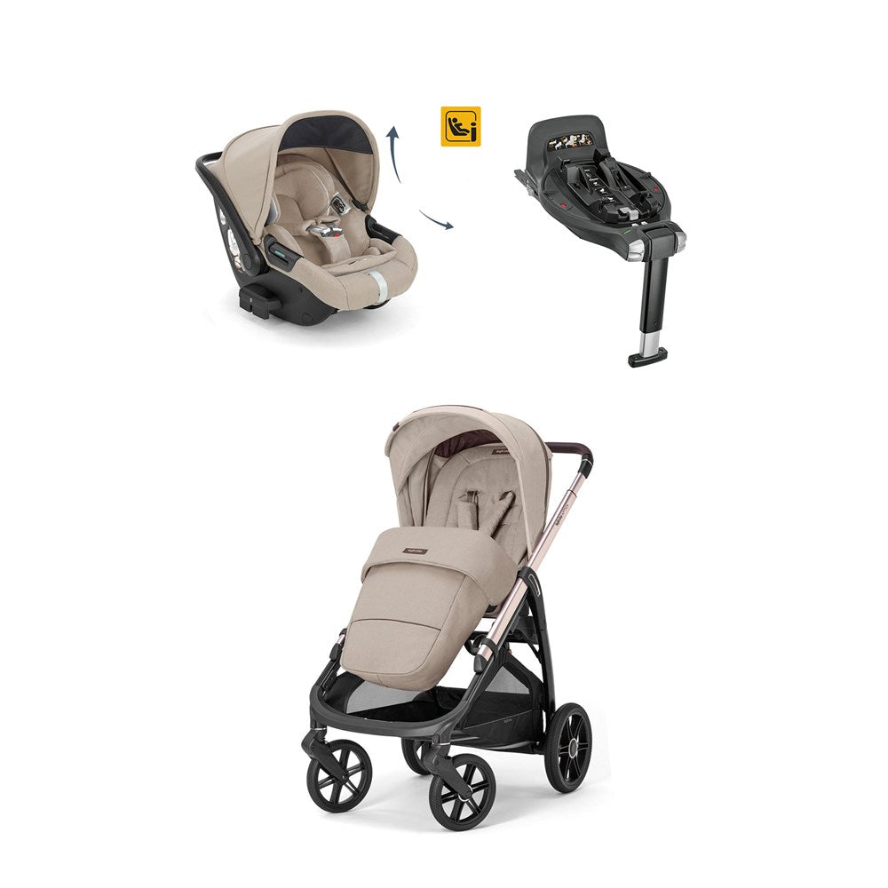 Inglesina Aptica Glam Tek El ile Açılabilen Çift Yön Bebek Arabası Yatabilen Ana Kucağı Baza 3lü Set - Pashmina Beige