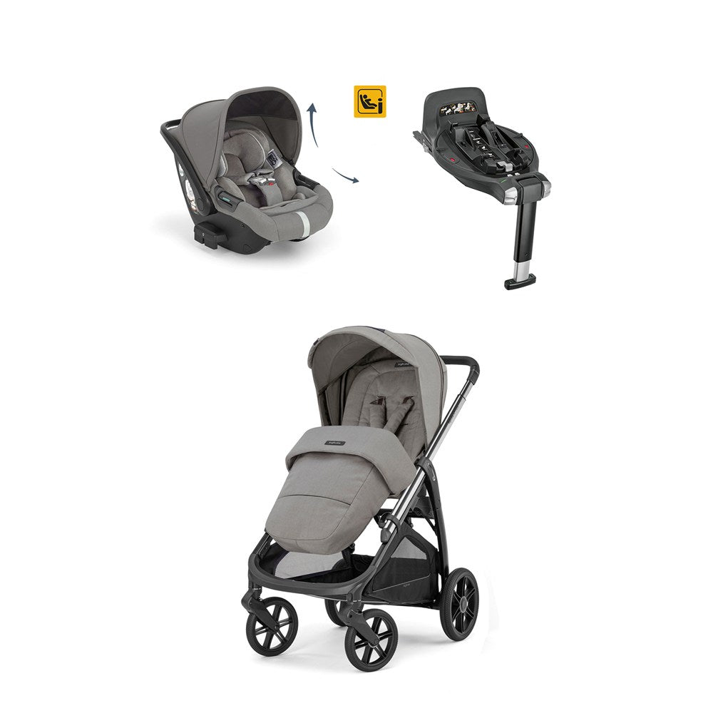 Inglesina Aptica Glam Tek El ile Açılabilen Çift Yön Bebek Arabası Yatabilen Ana Kucağı Baza 3lü Set - Platinum Grey