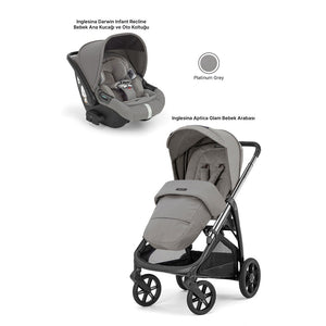 Inglesina Aptica Glam Tek El Tek Hamle ile Katlanıp Açılan Çift Yön Bebek Arabası Ana Kucağı Hediyeli - Platinum Grey