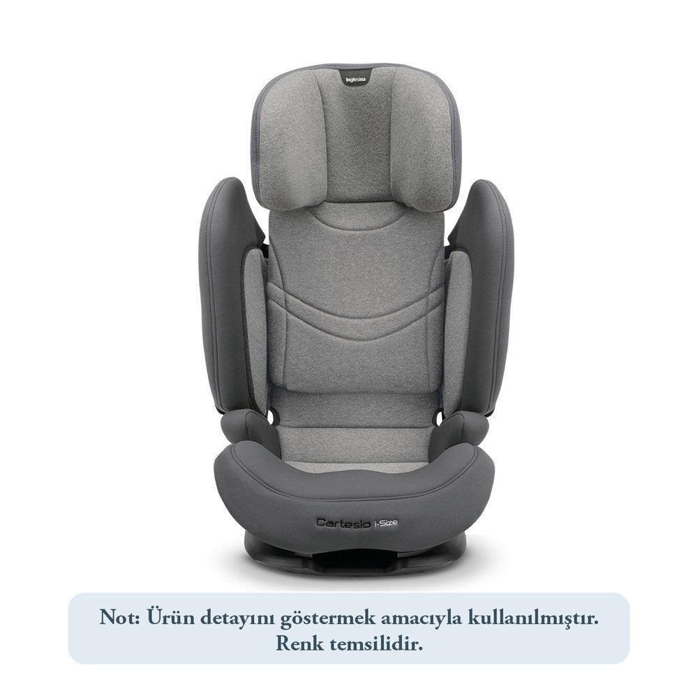 Inglesina Cartesio i-Size Isofix Oto Koltuğu 100-150 cm (3-12 Yaş) 7 Kademe Baş Desteği - Moon Grey