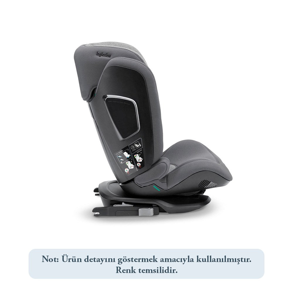 Inglesina Cartesio i-Size Isofix Oto Koltuğu 100-150 cm (3-12 Yaş) 7 Kademe Baş Desteği - Moon Grey