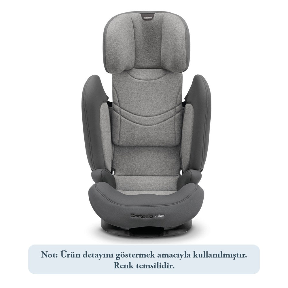 Inglesina Cartesio i-Size Isofix Oto Koltuğu 100-150 cm (3-12 Yaş) 7 Kademe Baş Desteği - Vulcan Black
