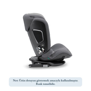 Inglesina Cartesio i-Size Isofix Oto Koltuğu 100-150 cm (3-12 Yaş) 7 Kademe Baş Desteği - Vulcan Black