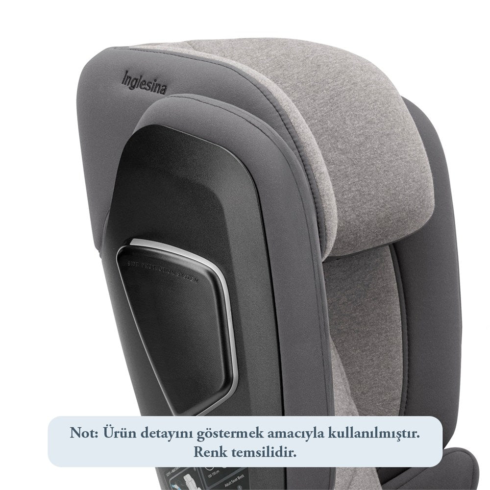 Inglesina Cartesio i-Size Isofix Oto Koltuğu 100-150 cm (3-12 Yaş) 7 Kademe Baş Desteği - Vulcan Black