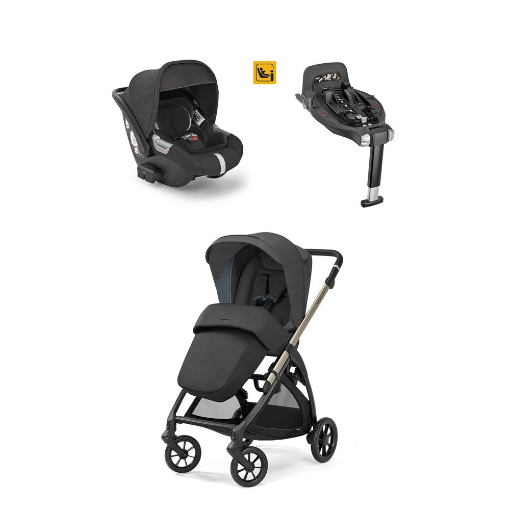 Inglesina Electa+ Tek El Katlanıp Açılan Çift Yön Bebek Arabası Ana Kucağı+Baza 3lü Set - Upper Black
