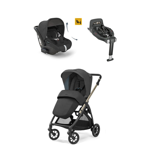 Inglesina Electa+ Tek El Katlanıp Açılan Çift Yön Bebek Arabası Yatabilen Ana Kucağı+Baza 3lü Set - Upper Black