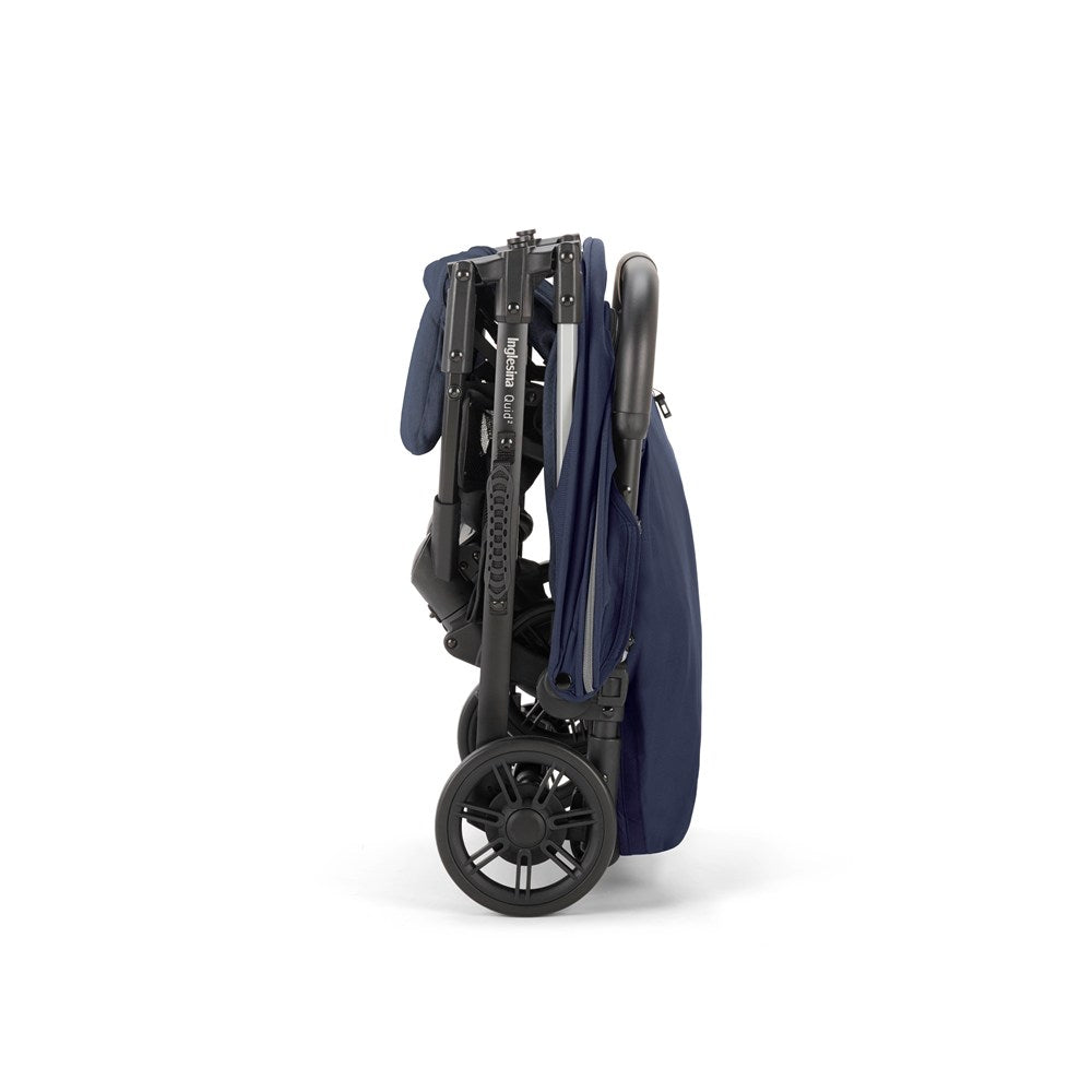 Inglesina Quid2 Tek El Tek Hamle ile Katlanıp Açılan Kabin Boy Bebek Arabası - Midnight Blue