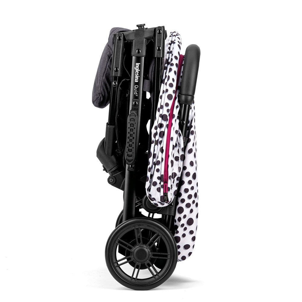 Inglesina Quid2+ Tek El Tek Hamle ile Katlanıp Açılan Kabin Boy Bebek Arabası Özel Koleksiyon - Polka White