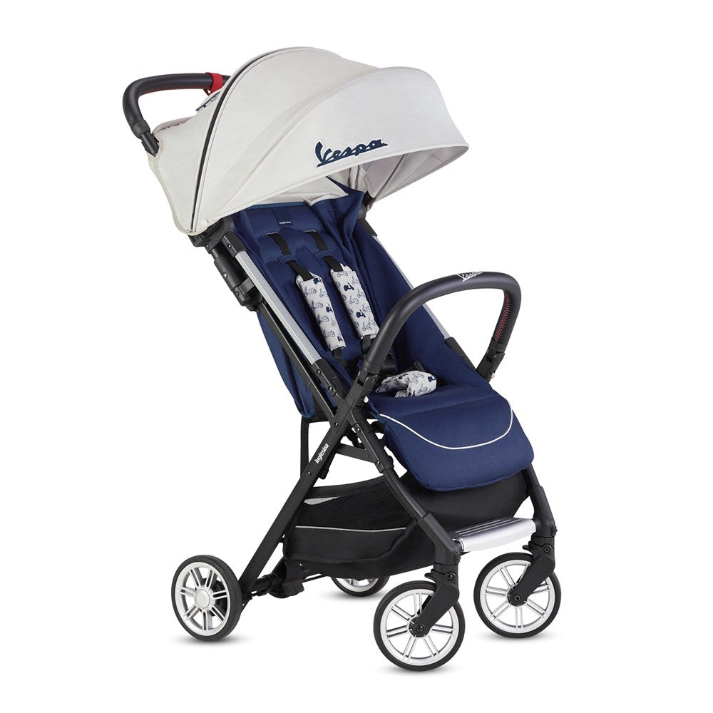 Inglesina Quid2 Tek El Tek Hamle ile Katlanıp Açılan Kabin Boy Bebek Arabası Özel Koleksiyon - Vespa Blue