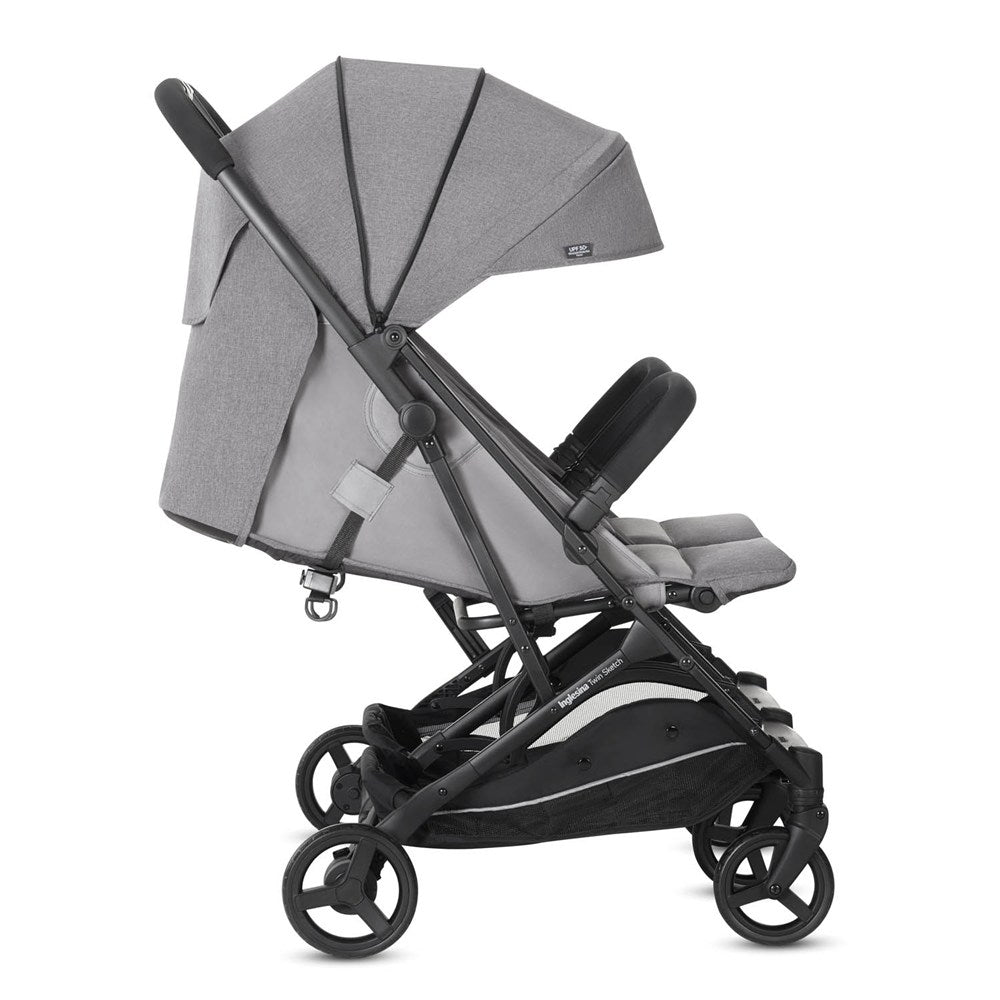 Inglesina Twin Sketch Tek El Tek Hamle ile Katlanıp Açılan İkiz Bebek Arabası - Grey