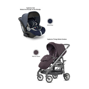 Inglesina Trilogy Tek El ile Açılan Çift Yön Bebek Arabası ve Cab Ana Kucağı Hediyeli - Marron & Blue - Marron Blue