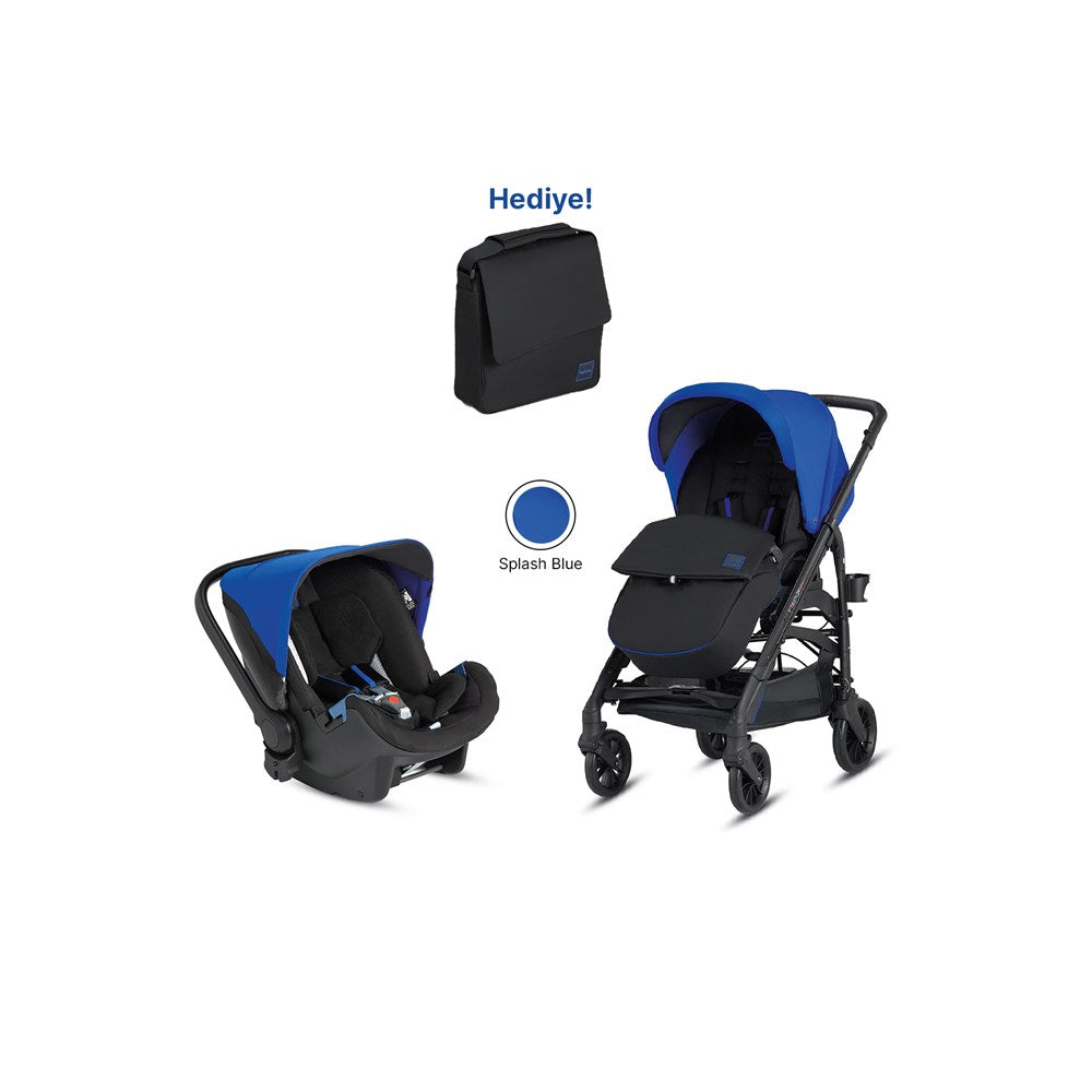 Inglesina Trilogy Tek El ile Katlanıp Açılan Çift Yön Bebek Arabası ve Ana Kucağı & Çanta Hediyeli - Splash Blue